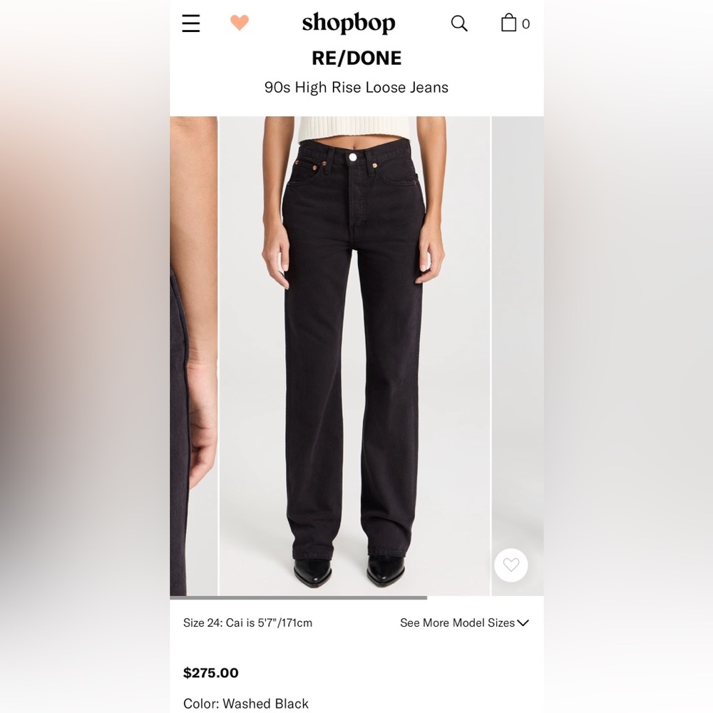Re/done 90s High Rise Loose Jeans NWT Size 24